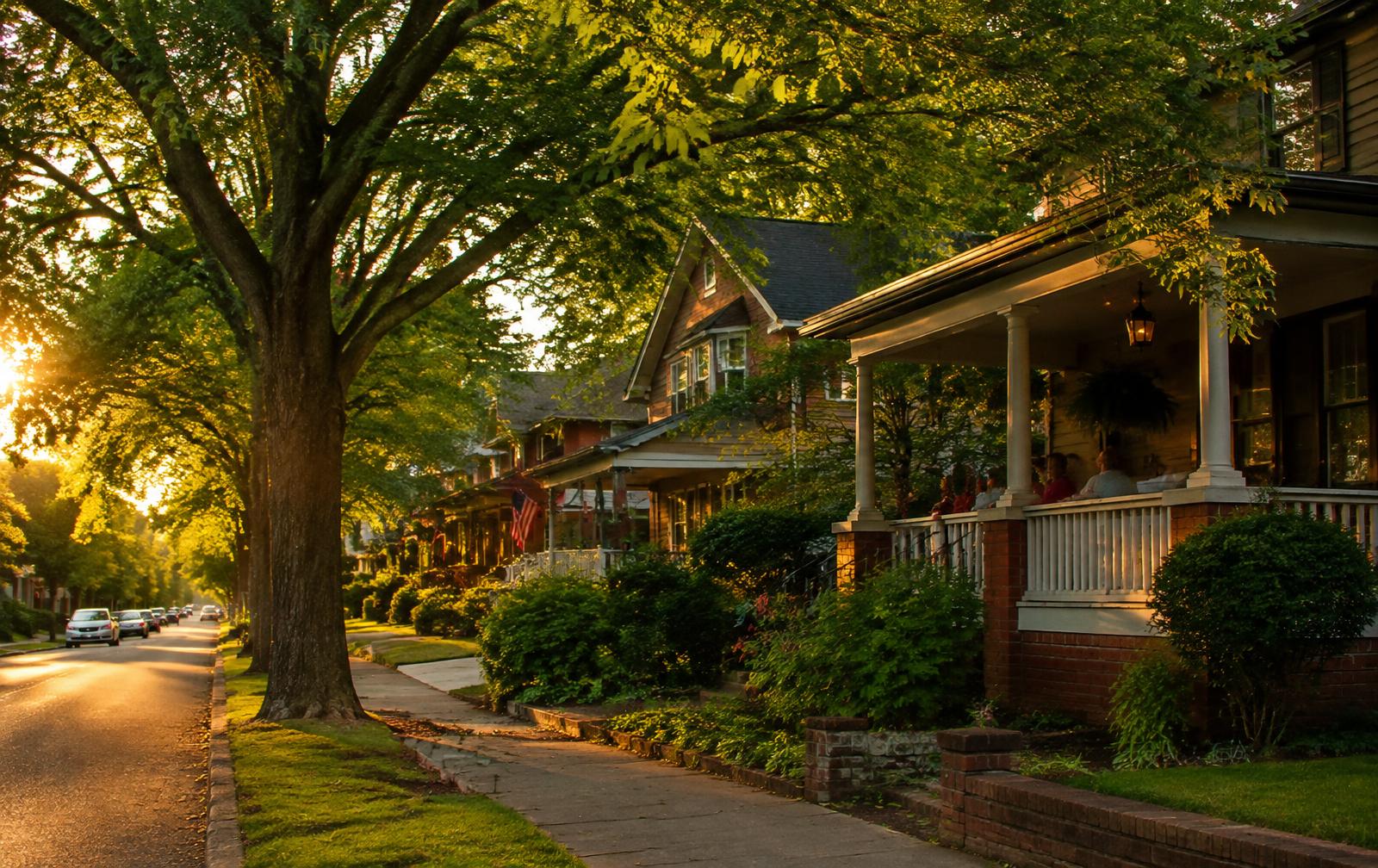 Neighbors on a front porch